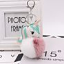 Kazufur Unicorn Fur Ball Bag Charm Pony Faux Fur Ball Keychain 8Cm