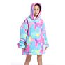 Kids Design Animal Rabbit Oversized Grey Sherpa Sweatshirt Wearable Hooded Blankets Hoodie Blanket