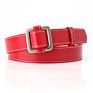 Lady Alloy Square Buckle No Hole Waist Belt Adjustable Jeans Pu Belt for Woman