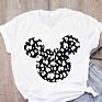 Mickey Cartoon Leopard Bow Short Sleeve Print Graphic T-Shirt Women's T-Shirt