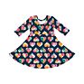 Rainbow Print Cute Toddler Long Sleeves Twirl Dress Boho Dress Elegant Casual Dresses