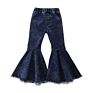 Rts Instock Tiered Baby Girl Flared Denim Pants Kids Jeans Bell Bottom