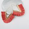 Style Alloy Geometric V-Shaped Color Flower Vintage Women Spring Female Boho Tassel Hoop Earrings