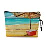 Vintage Beach Scenery Print Women Travel Storage Bag Linen Cloth Toiletries Organize Cute Cosmetic Bag Portable Make up Pouch