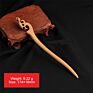 Vintage Retro Chinese Black Wooden Sandalwood Carved Long Horn Fork Pen Hairpin Wood Chopsticks Hair Sticks Pins Picks for Women