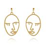 Vriua Abstract Hollow Out Face Dangle Earrings for Women Statement Long Drop Earrings Jewelry Earrings Boucles D'oreille