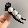 White Women Hair Clips Accessories Pearl Crystal Hair Claw for Girls