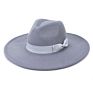 Womens Classic Wide Brim Floppy Panama Bow Hat Belt Buckle Wool Felt Fedora Hat