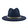 Womens's Hat Wide Brim Thick Gold Chain Band Classic Black Beige Felted Cap Panama Cowboy Jazz Men Caps Luxury Fedora Women Hats