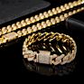 14K 18K Gold Plated Stainless Steel Iced Out Cz Miami Hip Hop Jewelry Cuban Luxury Link Chain Diamond Bracelet for Men Women