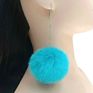 Autumn and Long Dangle Earrings Fluffy Pom Pom Earrings for Women