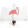 Beautiful Energetic Pink Flamingo Print Lightweight Fluffy Plush Animal Hooded Blanket Kids