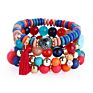 Bohemianhandmade Braidedcolorful Beads Elastic Bracelet Ethnic Multi Layer Rice Beads Beaded Stretch Charm Boho Tassel Bracelet