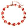 Boho 18K Gold Plated Lucky Evil Eyes Bracelet 7.5 Inch Blue Evil Eyes Charm Bracelet for Girls