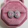 Brass Square round Geometric Bride Earrings Wedding Pink Diamond Cz Zircon Heart Stud Earrings for Women