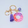 Cute English Letter Pendant Key Chains Ring Tassel Keyring Resin Acrylic Initial Car Handbag Keychain Holder Accessories Jewelry