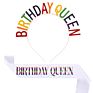 Glitter Birthday Girl Sash Rhinestone Happy Birthday Headbands Set for Girls Birthday Party Supplies
