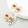 Gold Plated Big Eyes Diamond Evil Eyes Alloy Crystal Stud Earrings Women