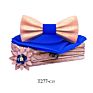 Handmade 3D Adjustable Bow Tie Wooden Set with Pocket Square Brooches for Men