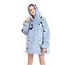 Kids Design Animal Rabbit Oversized Grey Sherpa Sweatshirt Wearable Hooded Blankets Hoodie Blanket