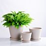 Modern 3 Set Planter Stand Plant Pots round Flower Plant Ceramic Tray for Indoor Outdoor Potted Home Decor Flower Stand