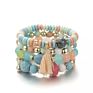 Natural Stones Bracelet for Women Tassel Charm Set Lady Jewelry Boho Bracelet