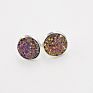 Silver Plating Stud Resin Druzy Drusy Earrings 12Mm Resin Cabochon Earrings for Women Jewelry Gift