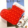 Strawberry Bag Purse Handbags Push Pop Bubble Toy Fidget Silicone Crossbody Sensory Toys Messenger Bag
