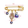 Third Eye Pendant Clothes Pin Hand Eye Cross Rhinestone Brooch Dainty Gold Plated Hamsa Hand Devil Eye Brooch Pin for Women Men