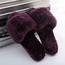 Women's Soft Indoor Home Fluffy Fuzzy Sheep Slippers Real Wool Fur Sheepskin Open Toe Fur Slides Slippers