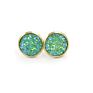 12Mm Druzy Drusy Earrings Resin Cabochon Earrings Gold Stud for Women Men Girl Jewelry Gift