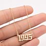1980- Birth Year Number Stainless Steel Pendant Necklace for Women and Men
