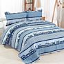 3 Pcs Machine Washable Printing Cotton Quilts Bedding Sets Quilt with Queen King Different Sizes