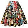 Black Rose Printed Floral Skirt High Waist Women Cotton 50S 60S Punk Flare Retro Vintage Skirt Vd0020