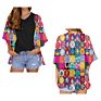 Christmas Blue Bell Cartoon Chiffon Kimono Cardigans Polynesian Tribal Style Casual Loose Open Front Swimwear Shirt Beach Women