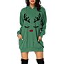 Christmas Hoodies Women Long Sleeve Sweatshirt Christmas Printed Pocket Women Sweatshirt Dress Hoodies