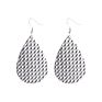 Creative Handmade Light Weight Flower Print Teardrop Earrings Leather Earrings for Women Party Wedding Jewelry