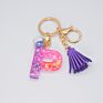 Cute English Letter Pendant Key Chains Ring Tassel Keyring Resin Acrylic Initial Car Handbag Keychain Holder Accessories Jewelry