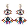 Gold Plated Big Eyes Diamond Evil Eyes Alloy Crystal Stud Earrings Women