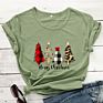 Retro Merry Christmas Trees T-Shirt Cute Women Holiday Gift Shirt