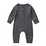 Newborn Baby Ribbed Cotton Baby Girls Boys Jumpsuit With Button