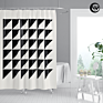 Sublimation Geometry Pattern Bathroom Shower Curtain, Washable 100% Polyester White Bathroom Curtains/