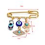 Third Eye Pendant Clothes Pin Hand Eye Cross Rhinestone Brooch Dainty Gold Plated Hamsa Hand Devil Eye Brooch Pin for Women Men