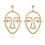 Vriua Abstract Hollow Out Face Dangle Earrings for Women Statement Long Drop Earrings Jewelry Earrings Boucles D'oreille