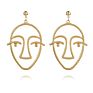 Vriua Abstract Hollow Out Face Dangle Earrings for Women Statement Long Drop Earrings Jewelry Earrings Boucles D'oreille