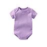 Yiwu 0-24M 100% Organic Cotton Plain Infant Newborn Baby Pink Blue White Unisex Rompers Short Sleeve Jumpsuit