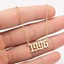 1980- Birth Year Number Stainless Steel Pendant Necklace for Women and Men