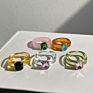 Colourful Transparent Resin Acrylic Rhinestone Geometric Square round Rings Set for Women Jewelry Travel Gifts