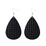 Creative Handmade Light Weight Flower Print Teardrop Earrings Leather Earrings for Women Party Wedding Jewelry