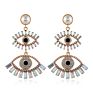 Gold Plated Big Eyes Diamond Evil Eyes Alloy Crystal Stud Earrings Women
